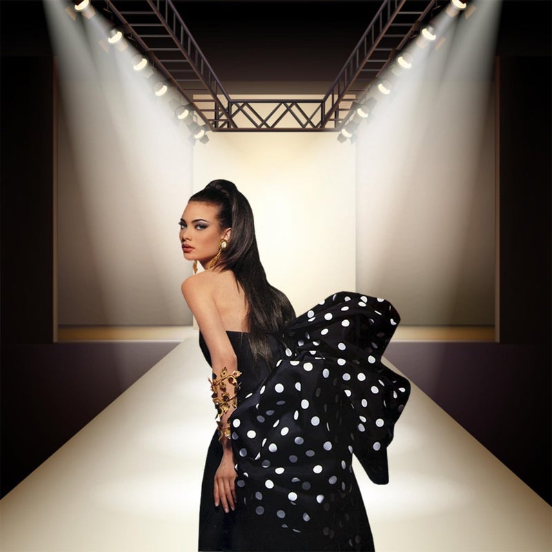 Baocicco Fashion Runway Spotlight Illuminated Backdrop 10x10ft Photography Background Lamp Sparking Silver T Stage Catwalk Fashion Show Business Clothes Collection Event Party - Image 2